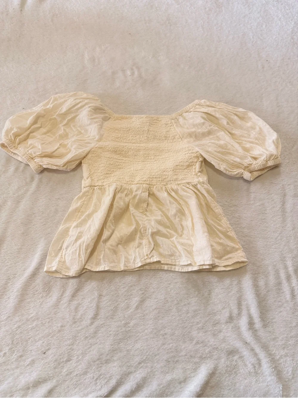 Old Navy Cream Puff-Sleeve Peplum Blouse